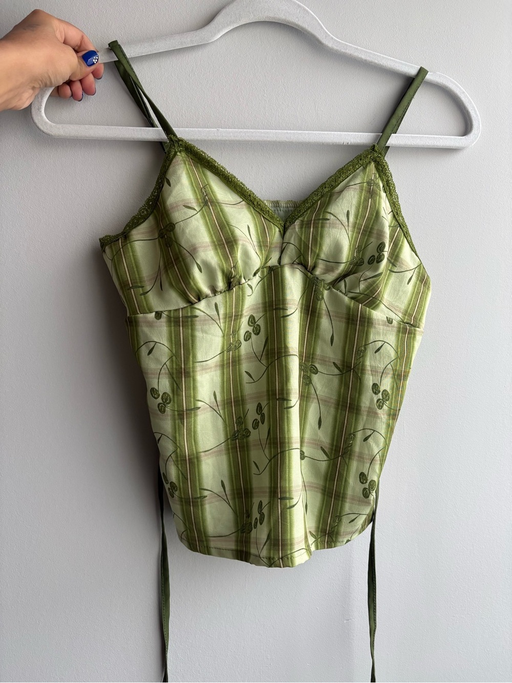 Green Floral Strappy Cami Top